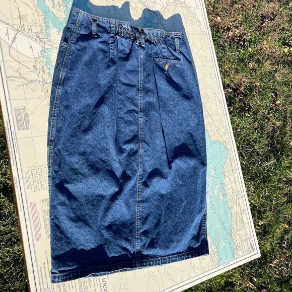 Vintage 90s Gloria Vanderbilt Button Front Denim Skirt - Picture 5 of 6